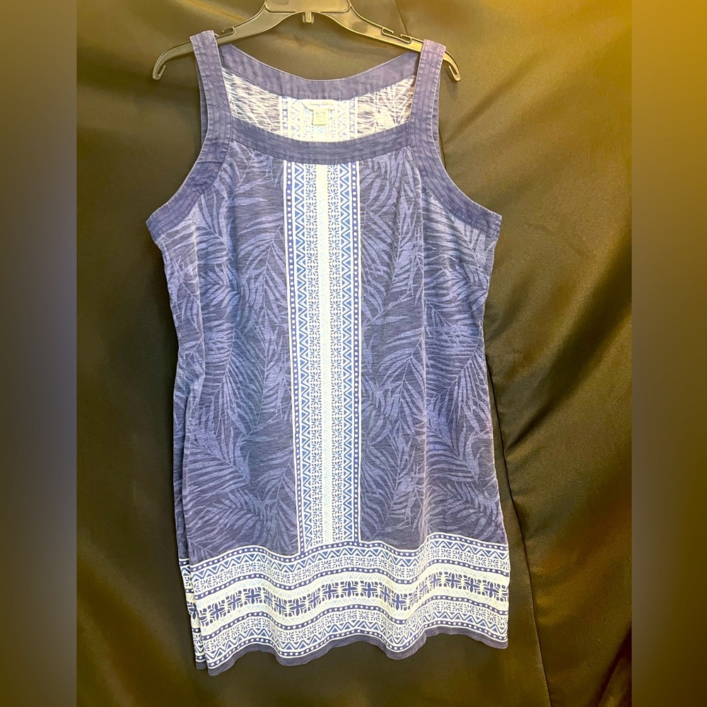 Tommy Bahama Blue & White Sleeveless Resort Style Dress Size XLG